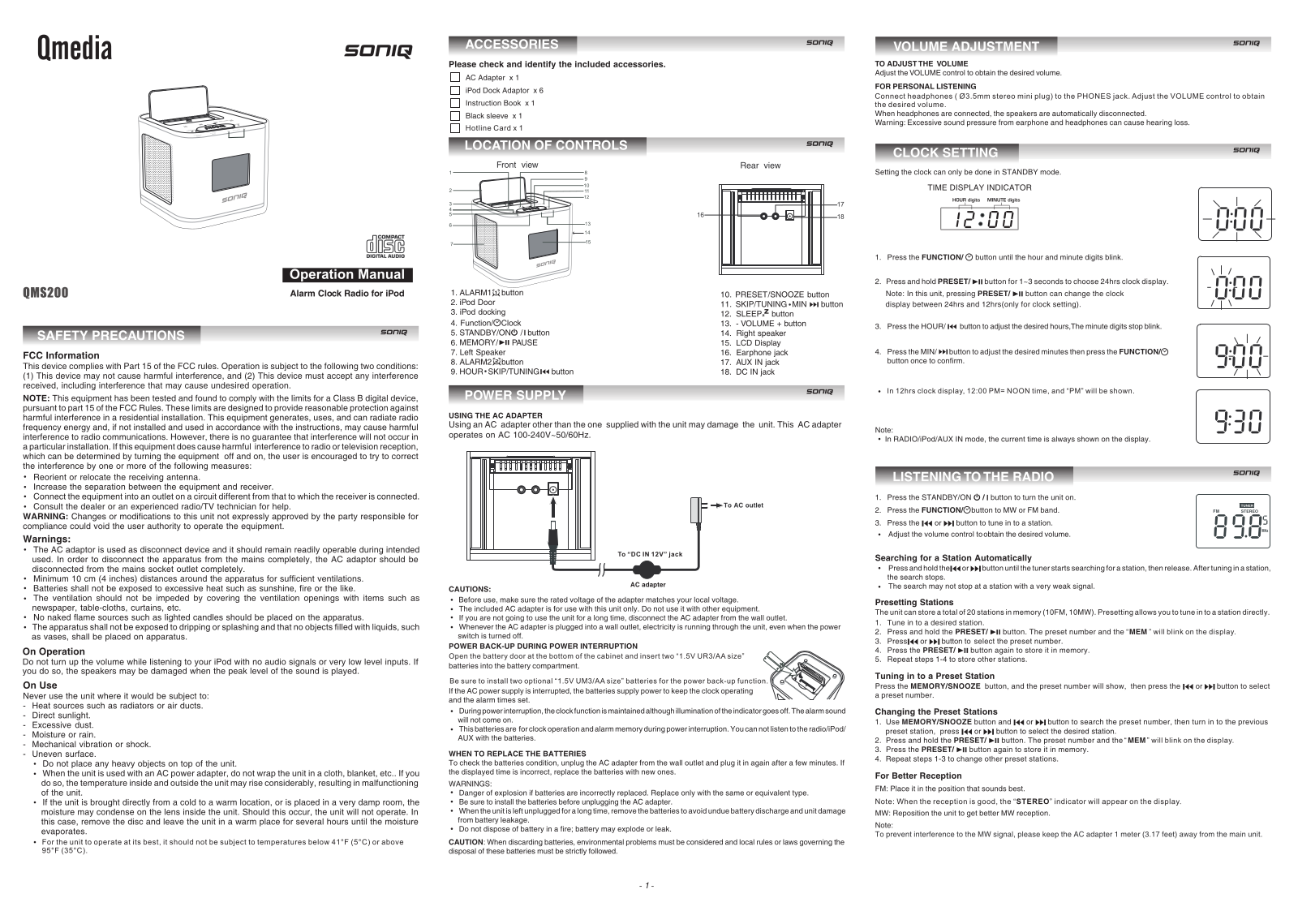 SONIQ QMS200 Instruction Manual