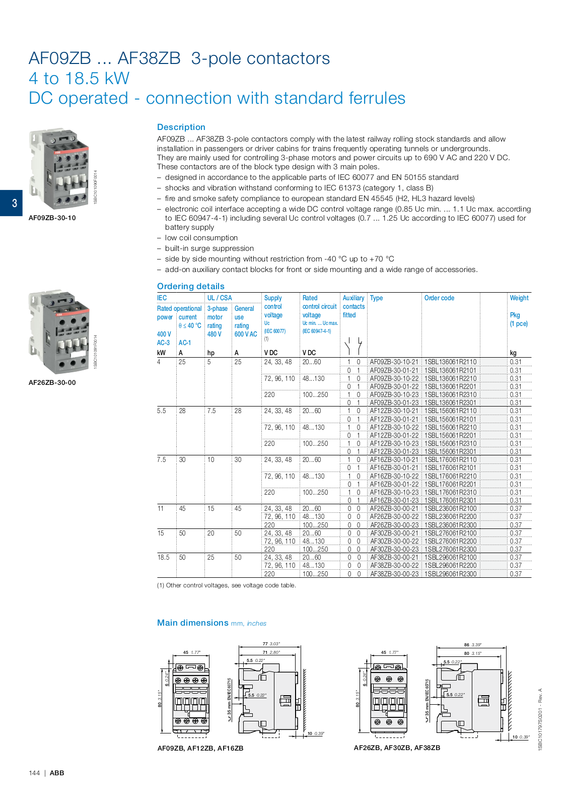 ABB AF09ZB, AF12ZB, AF16ZB, AF26ZB, AF30ZB Catalog Page