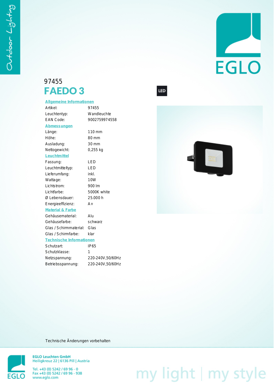 Eglo 97455 Service Manual