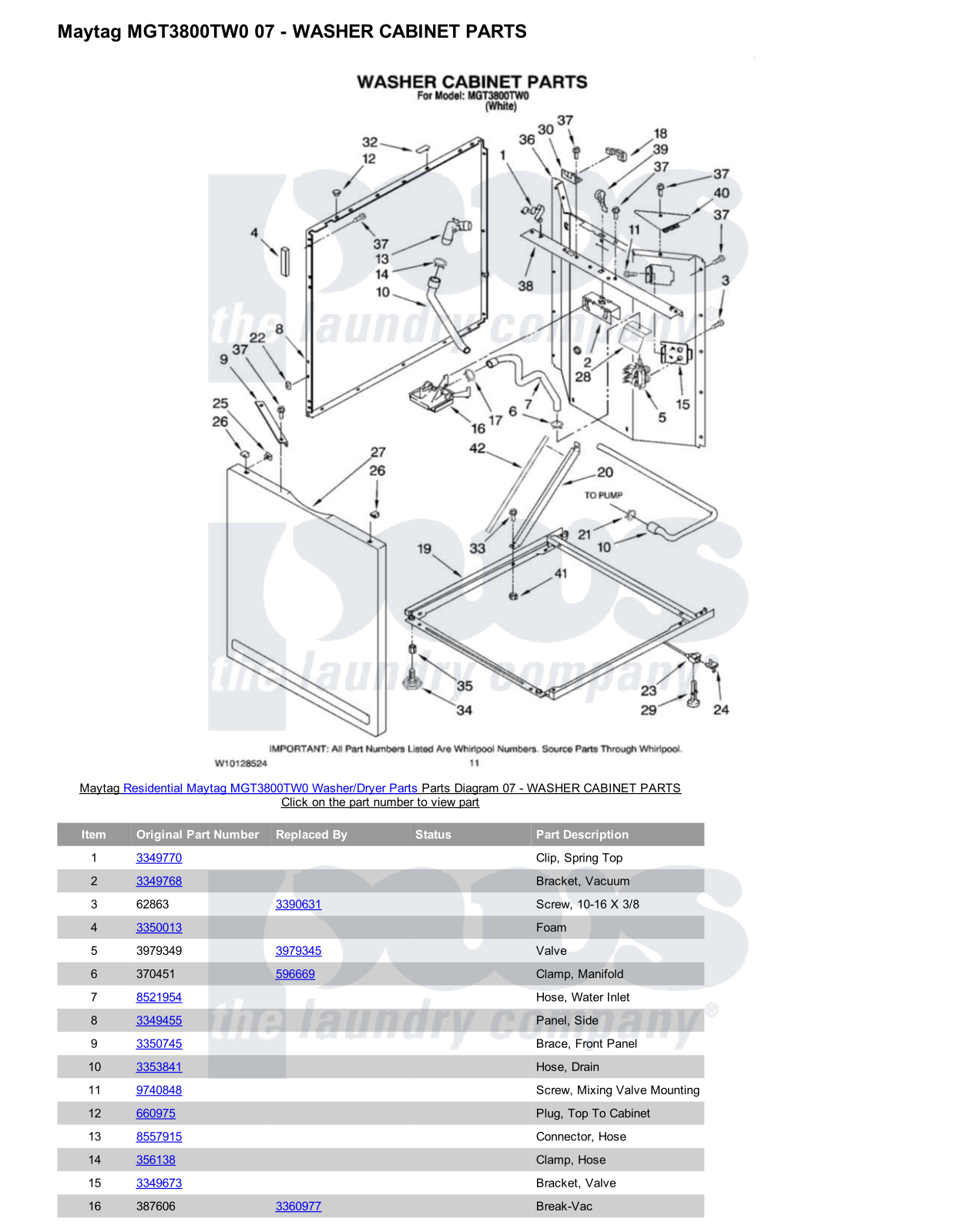 Maytag MGT3800TW0/Dryer Parts Diagram