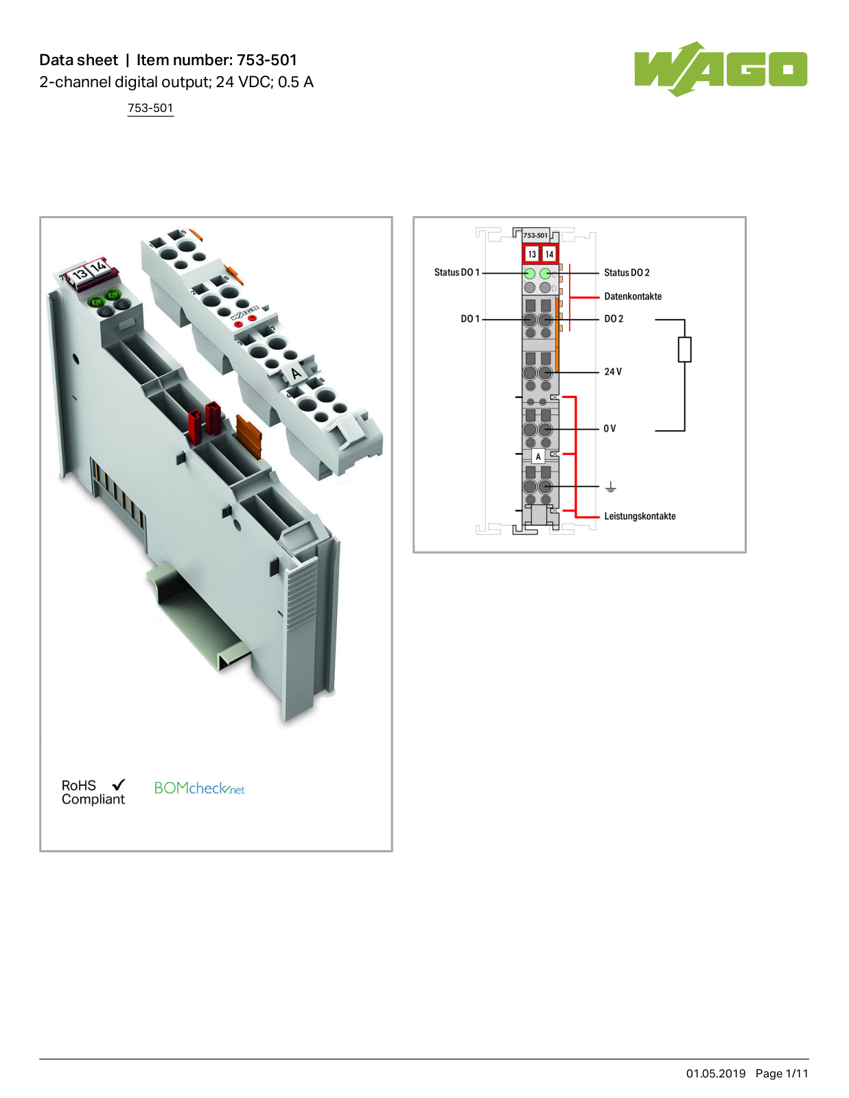 Wago 753-501 Data Sheet