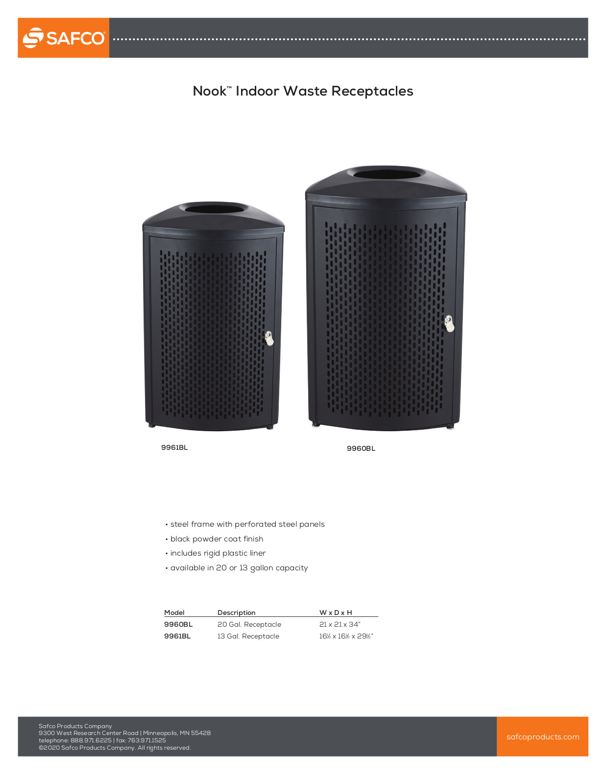 Safco 9960BL, 9961BL User Manual