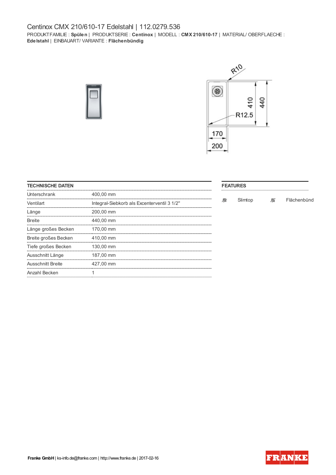 Franke 112.0279.536 Service Manual