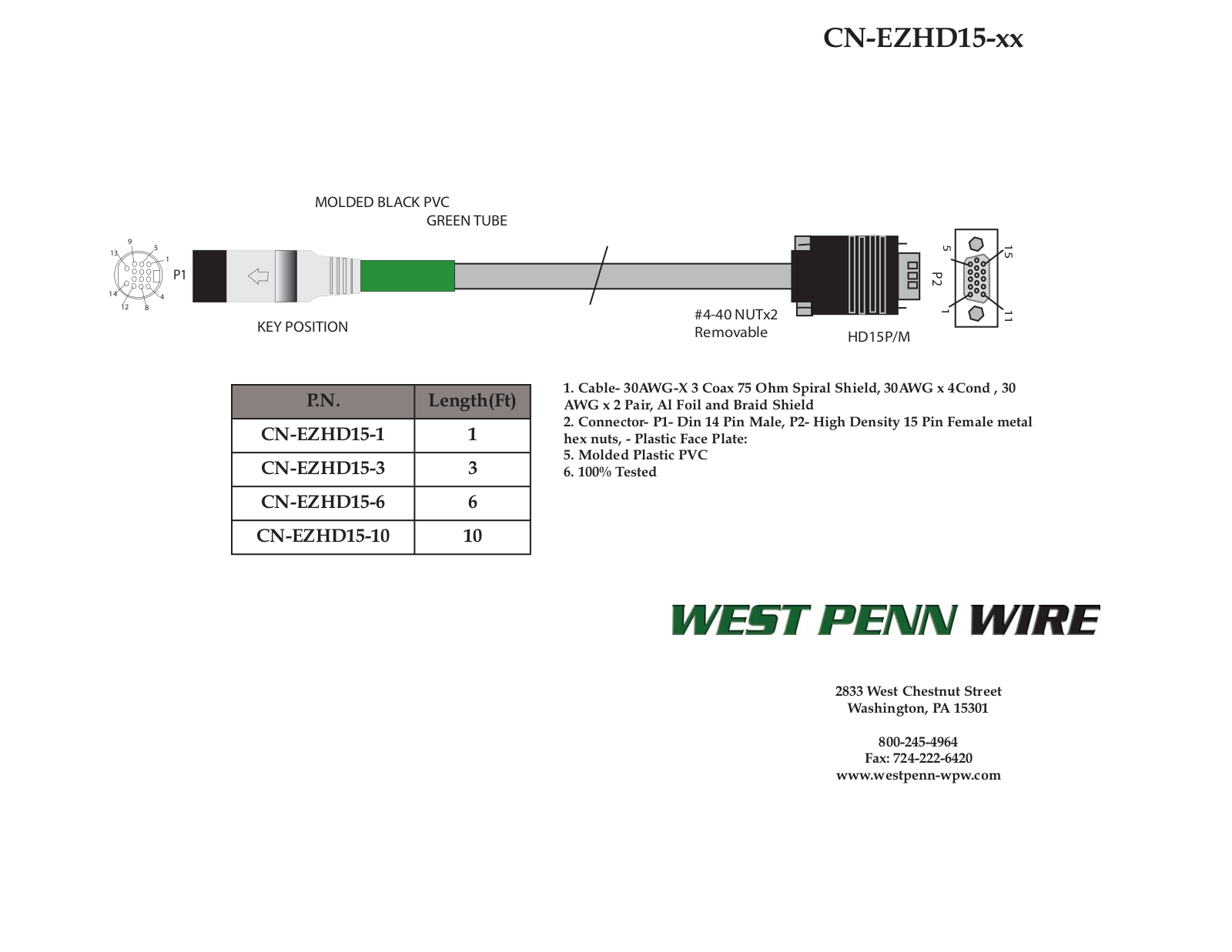 West Penn CN-EZHD15-1 Specsheet