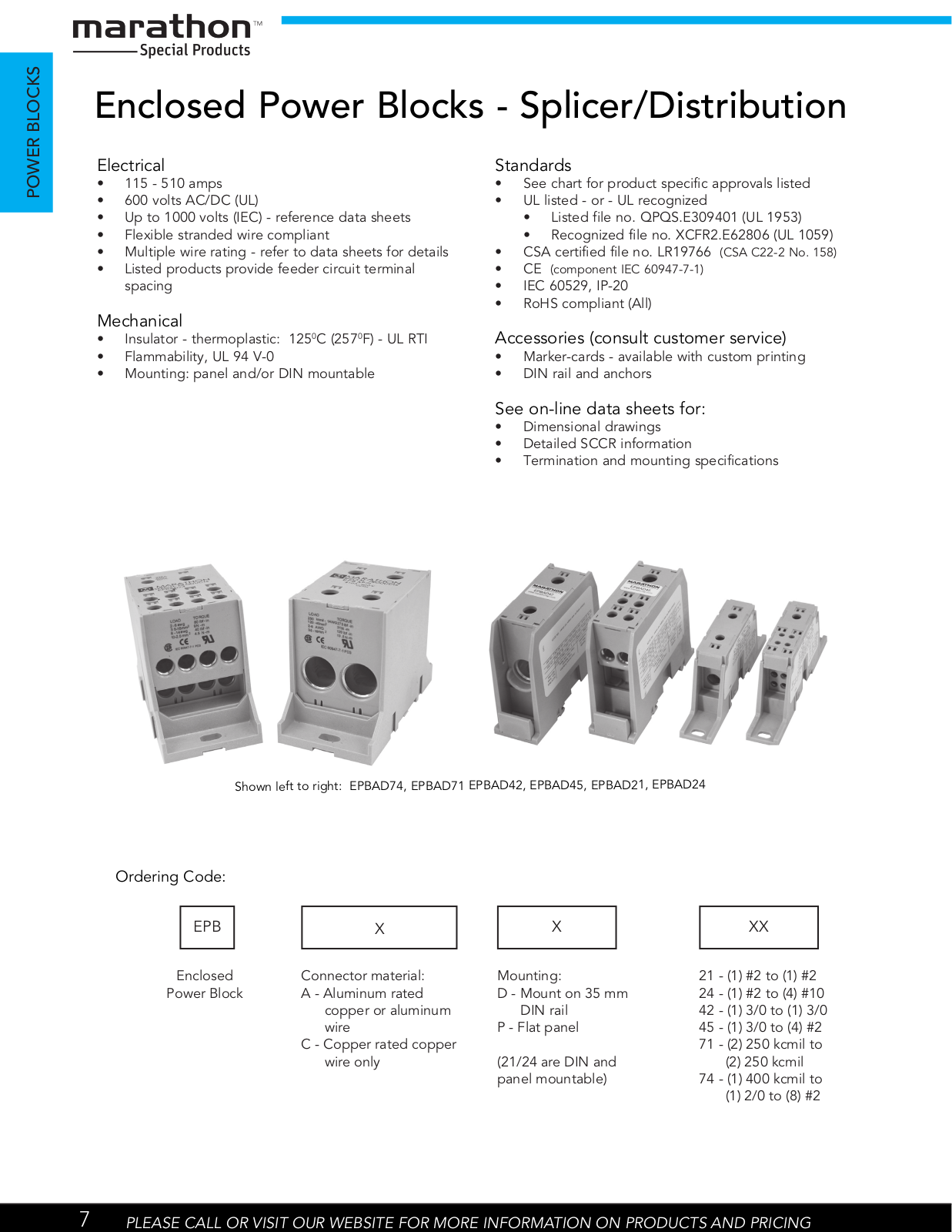 Marathon Special Products Enclosed Power Blocks Catalog Page