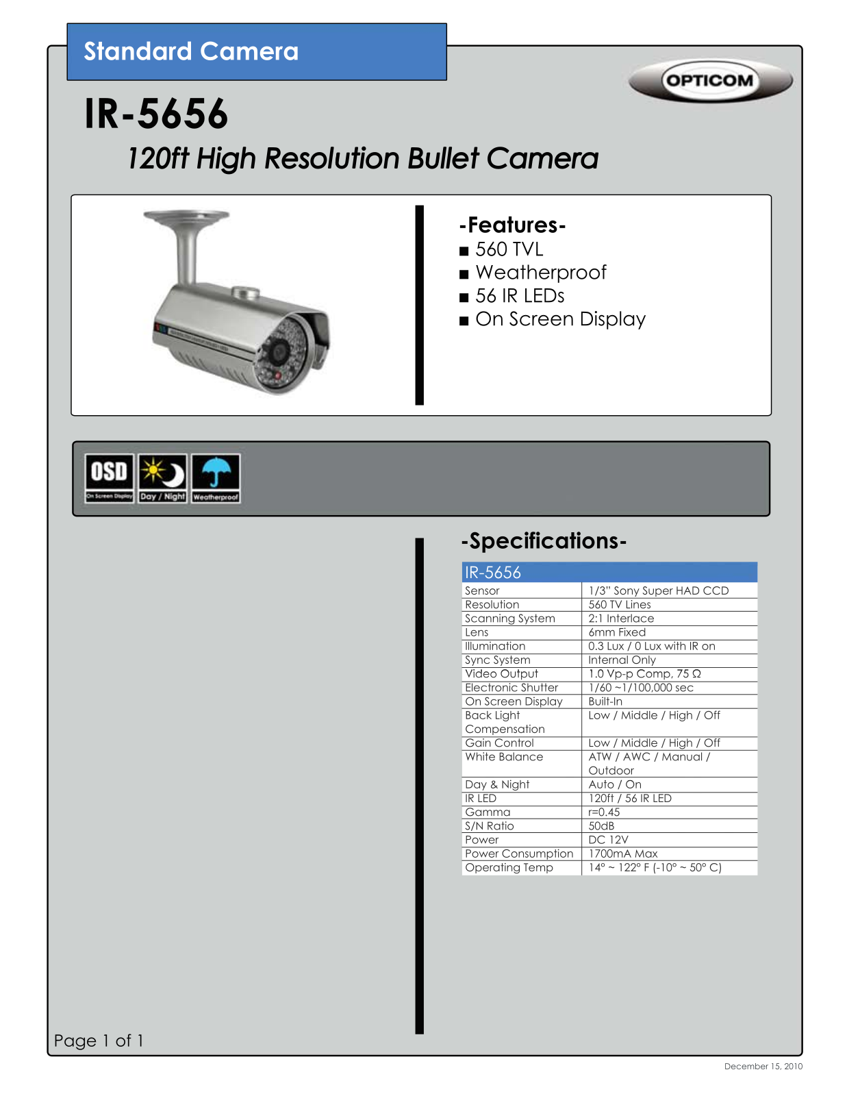 Opticom IR-5656 DATASHEET - ManualMachine.com