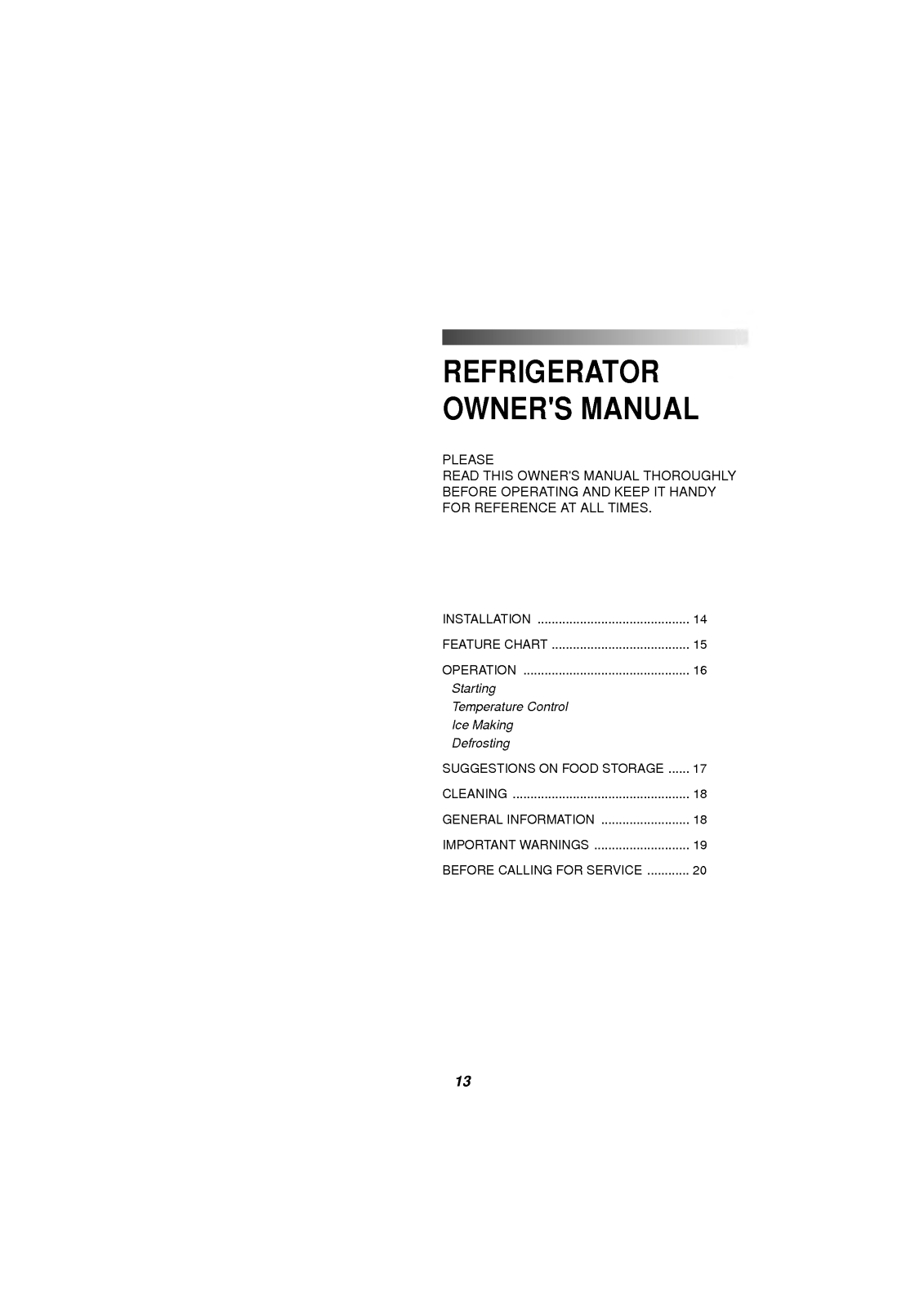 LG FSG046HWT User Manual