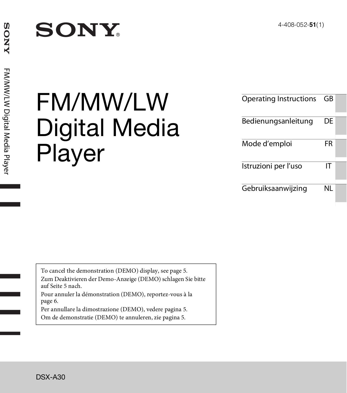 Sony DSX-A30 User Manual