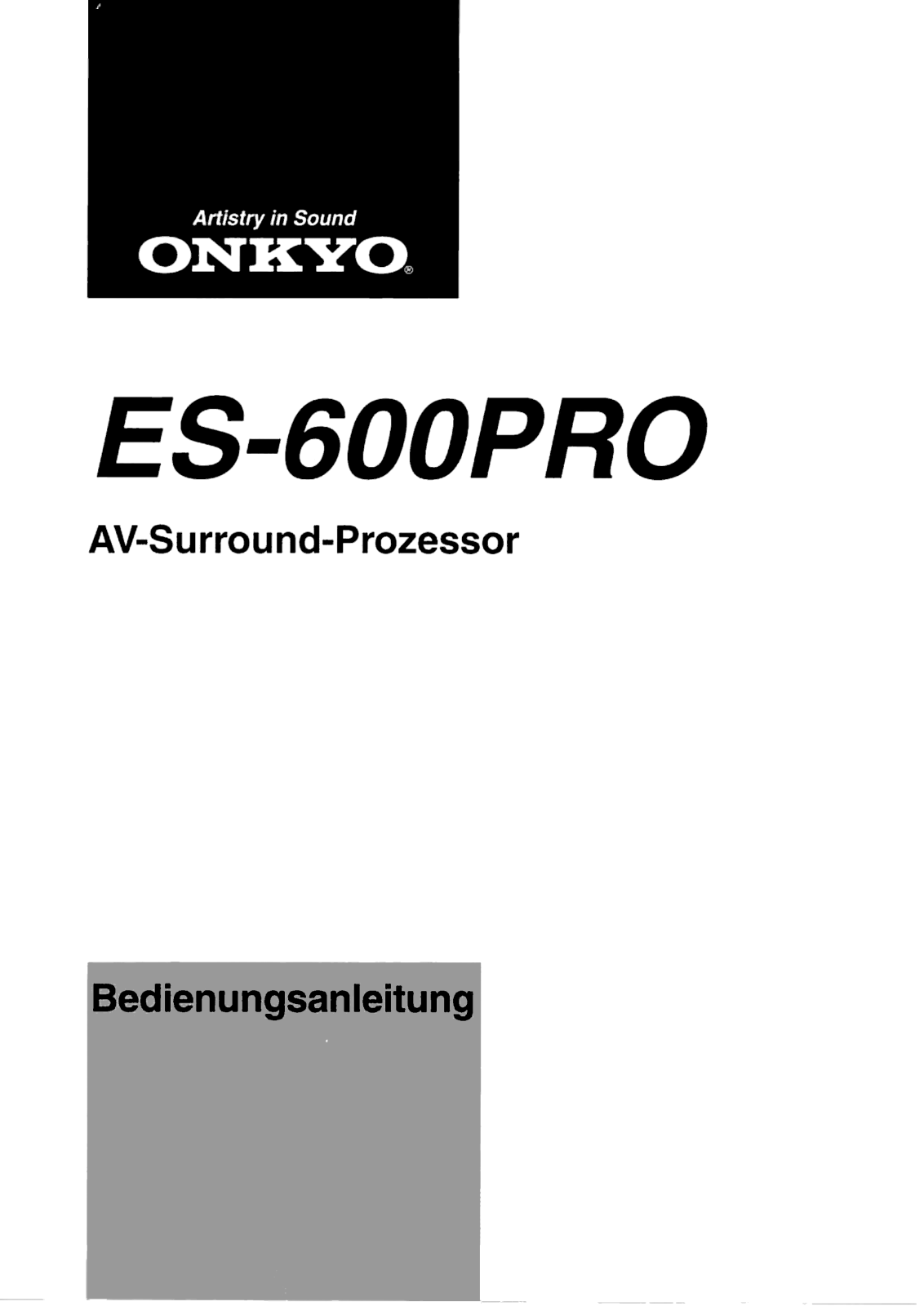 Onkyo ES-600-PRO Owners Manual