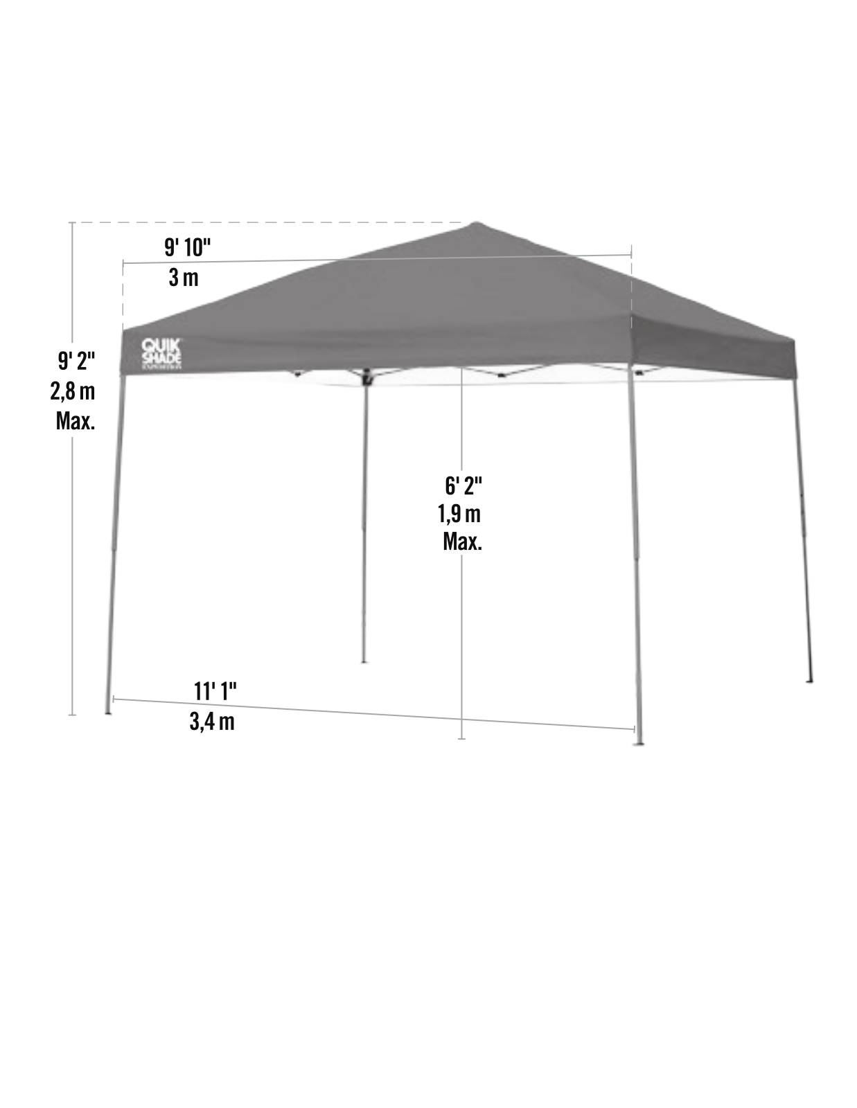 QuikShade ZDZ10026 Dimensions - ManualMachine.com
