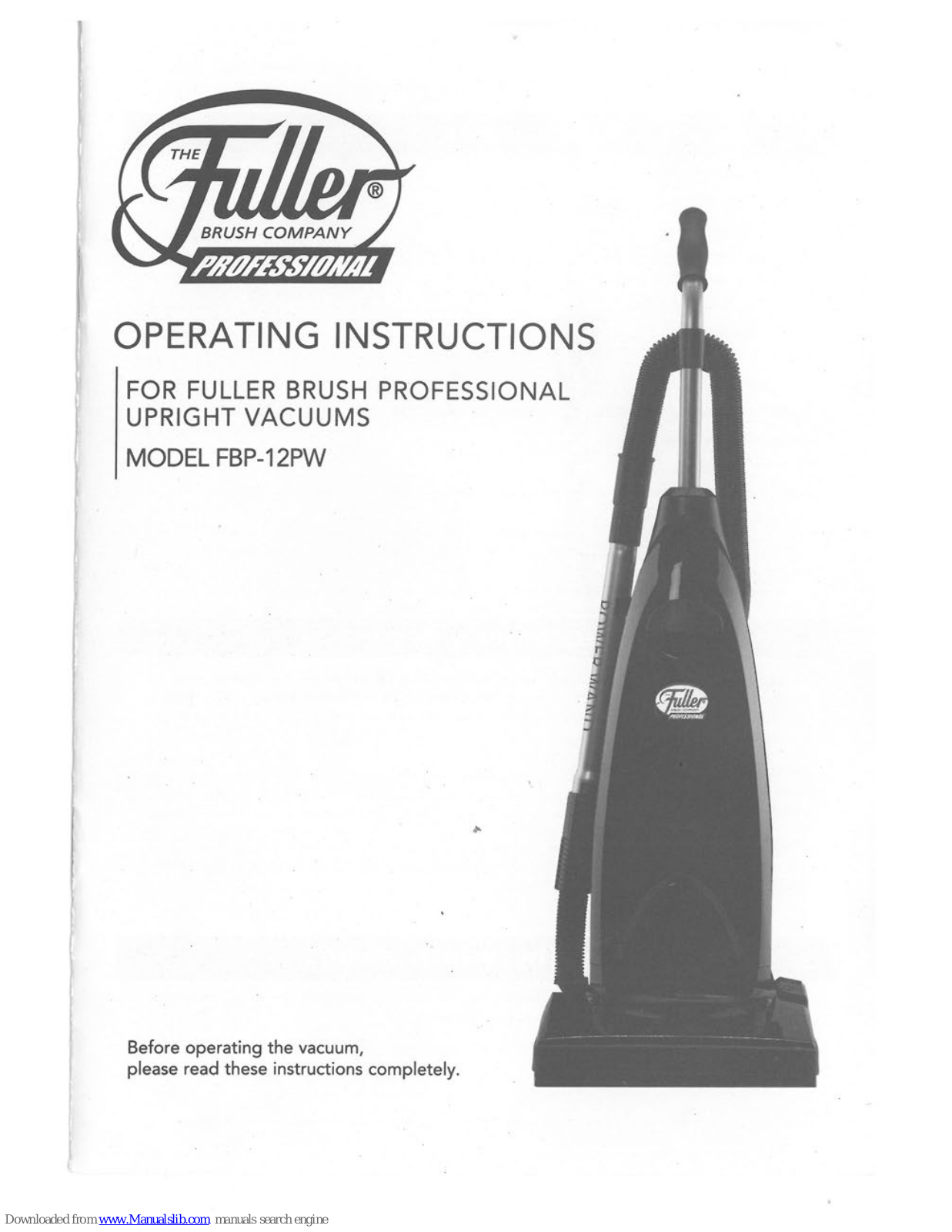 Fuller FBP-12PW Operating Instructions Manual