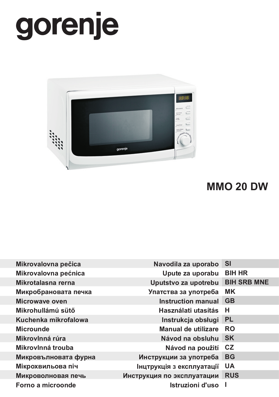 Gorenje MMO20DGWII User Manual