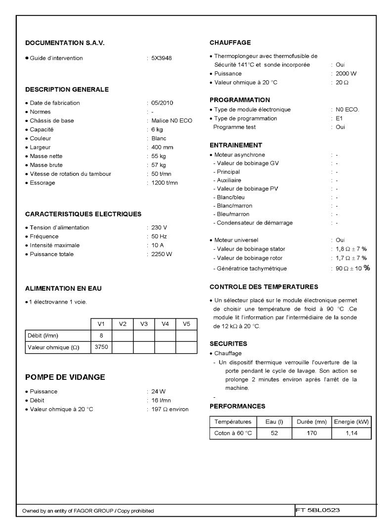 BRANDT WTC1263F User Manual