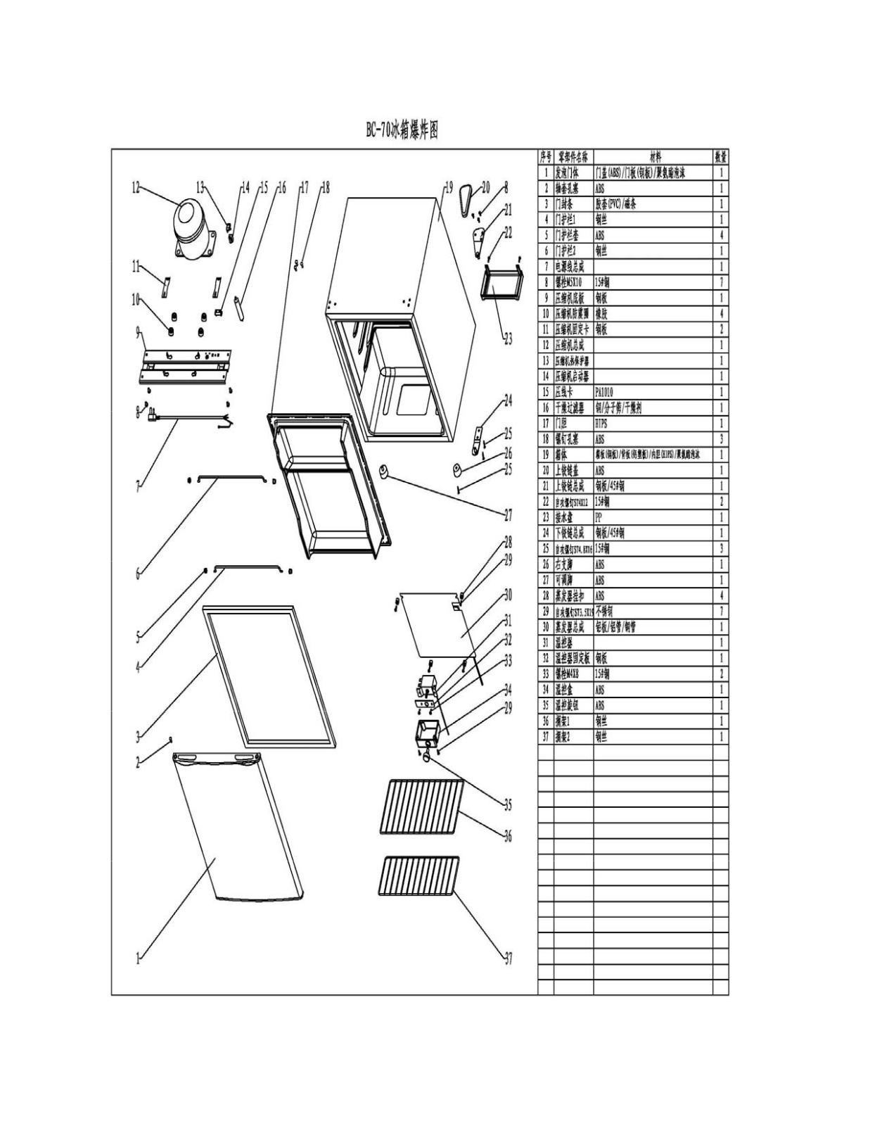 Avanti BCA255B Parts List