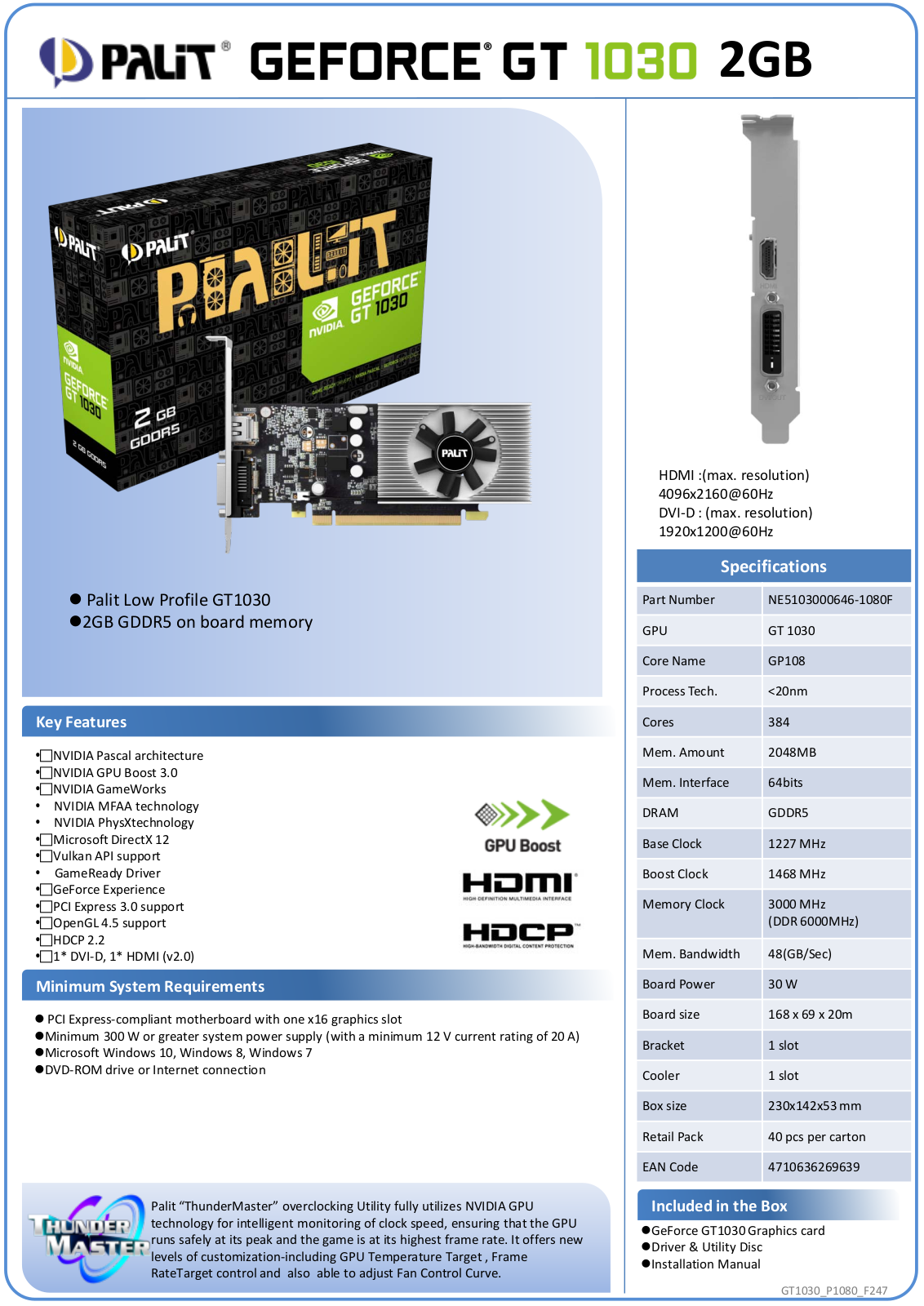 Palit GT 1030 User Manual