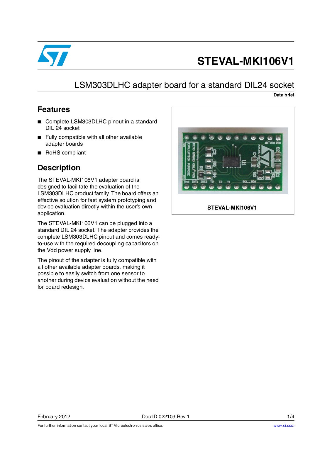 ST MKI106V1 User Manual