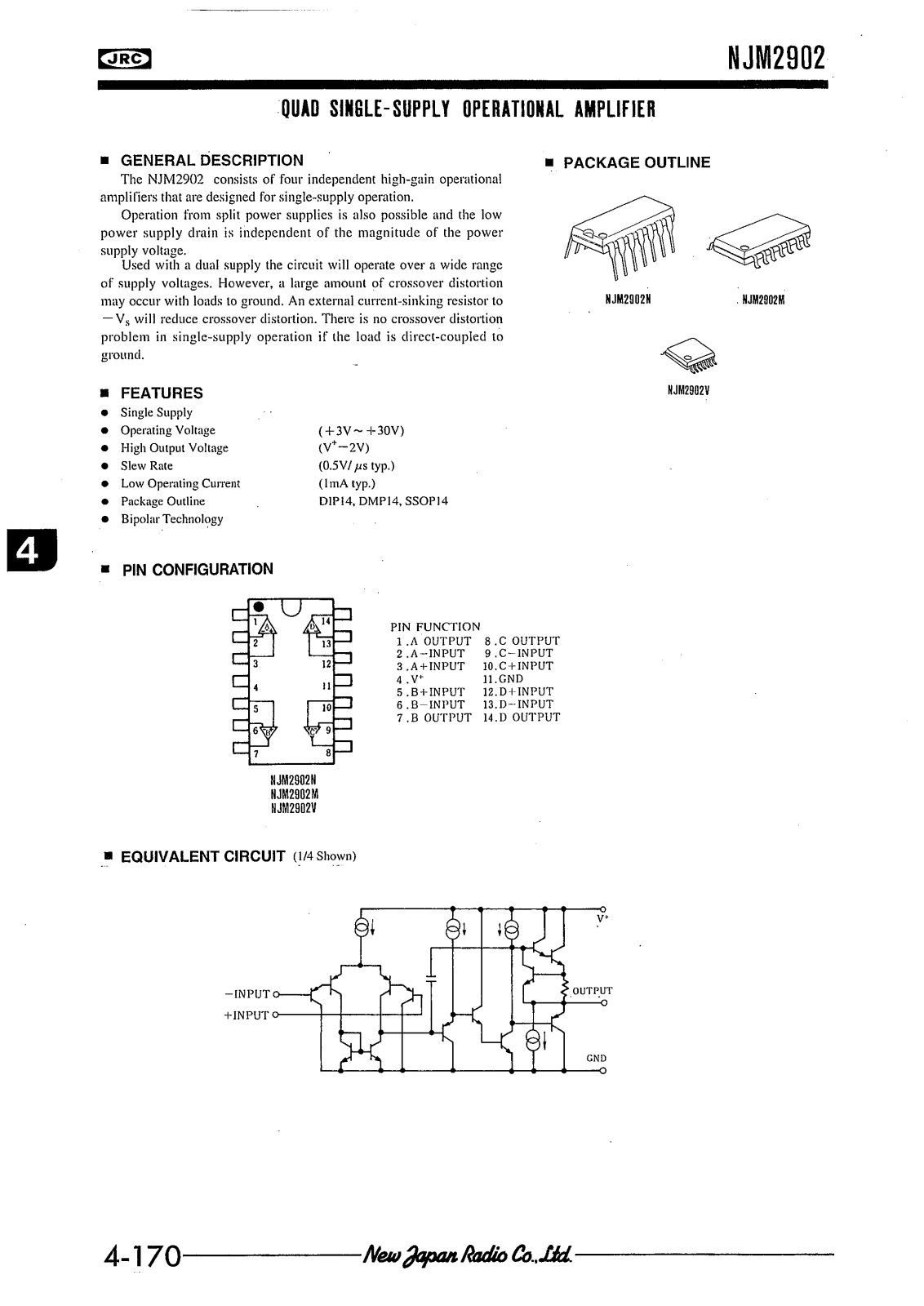 JRC NJM2902V, NJM2902M, NJM2902D Datasheet