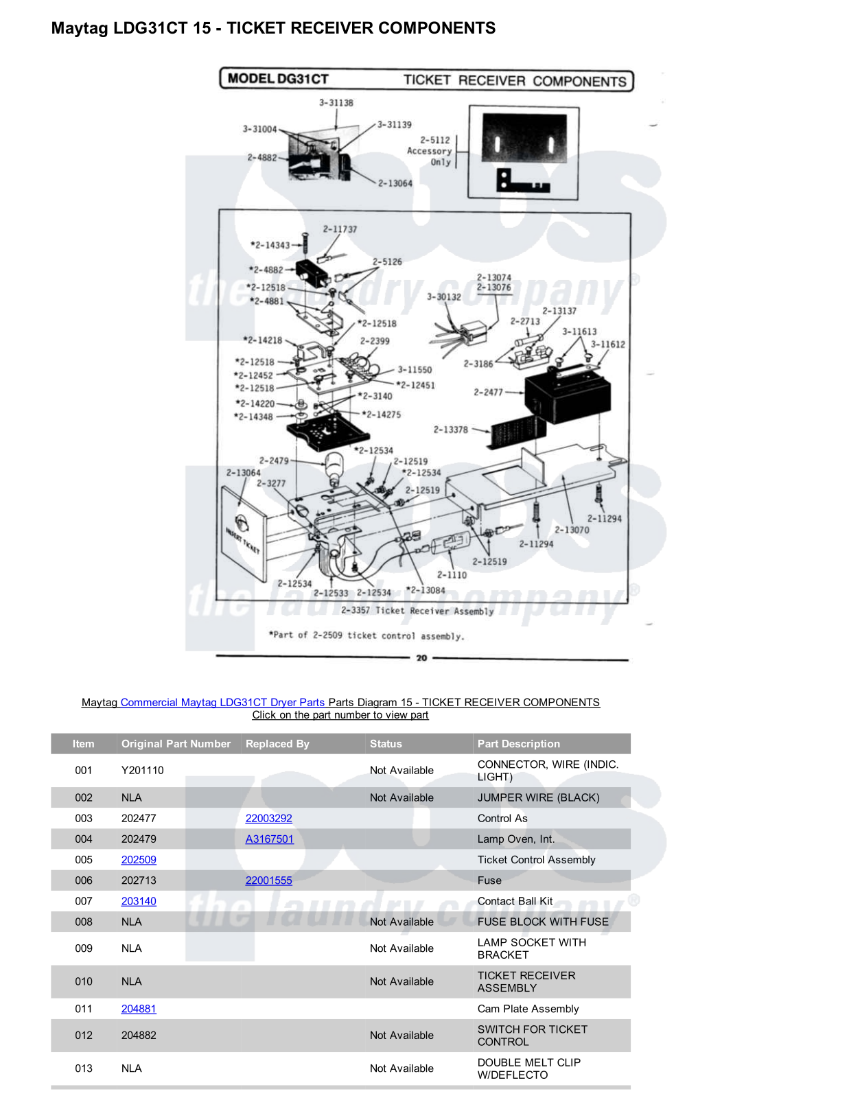 Maytag LDG31CT Parts Diagram