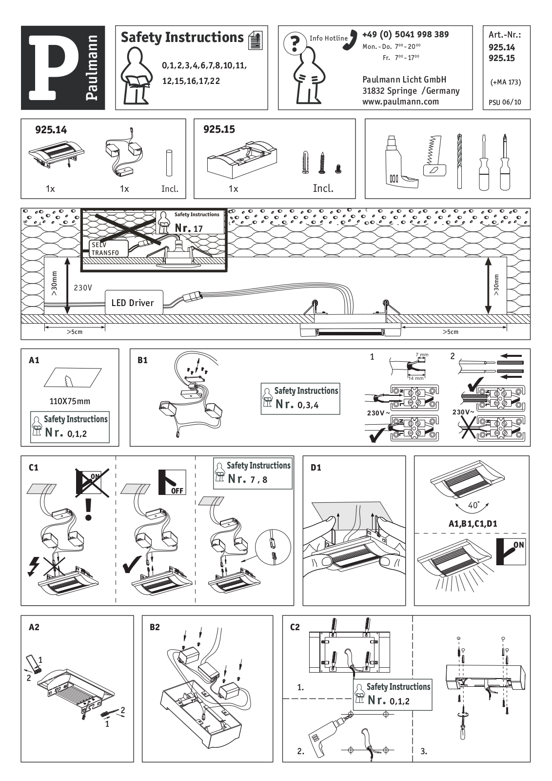 Paulmann 92515 Safety instructions - ManualMachine.com