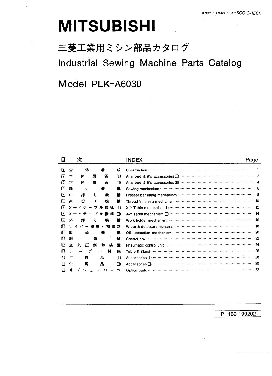 MITSUBISHI PLK-A6030 Parts List