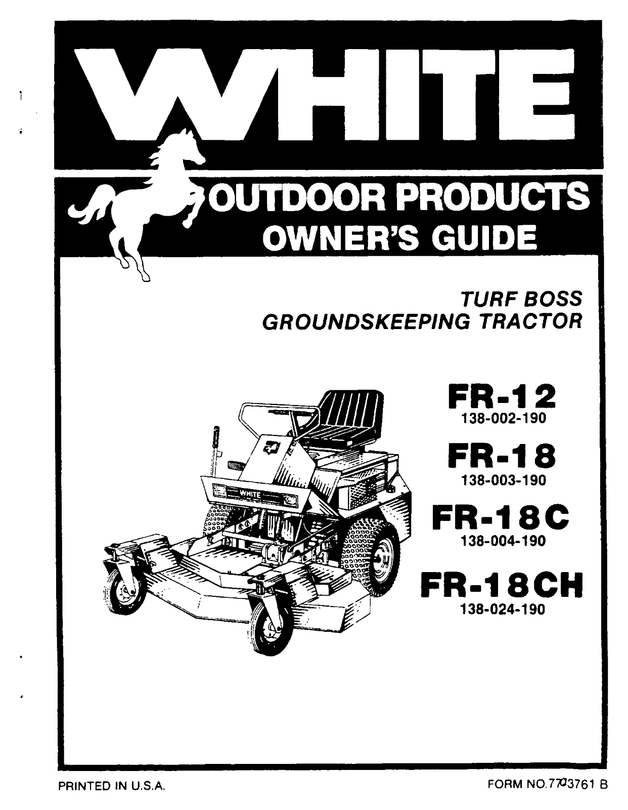 White FR18CH, FR-18, FR18C, FR-12 User Manual