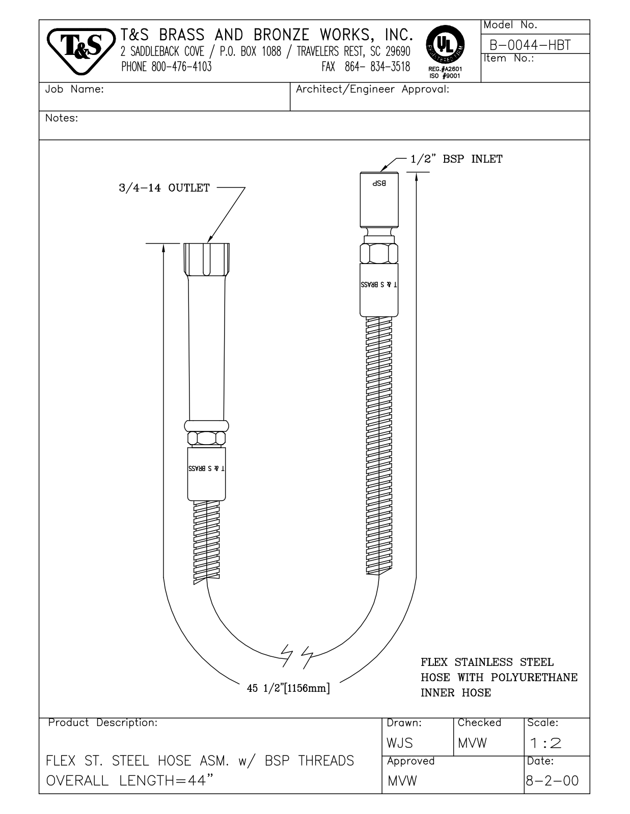 T&S Brass B-0044-HBT User Manual