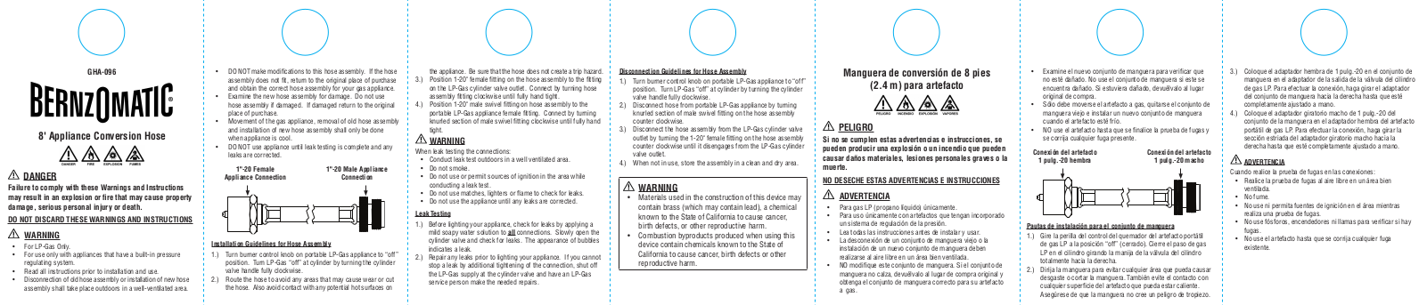 BernzOmatic GHA-096 User Manual