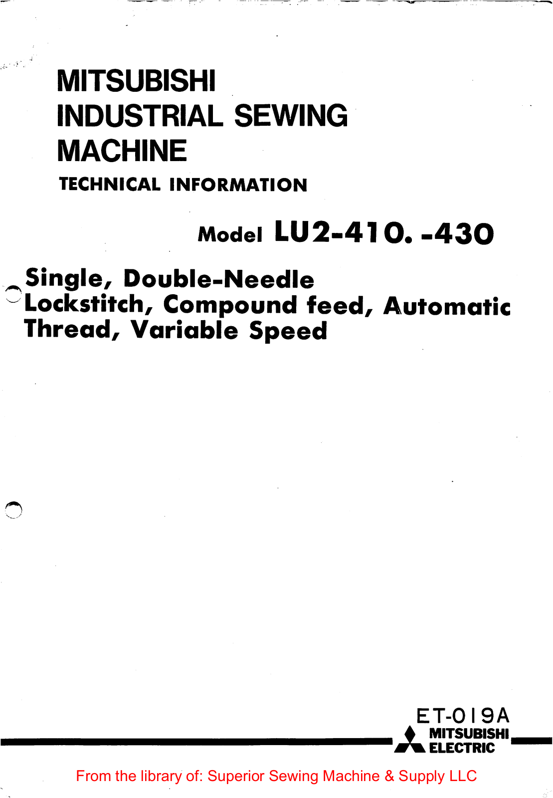 Mitsubishi LU2-410, LU2-430 Manual