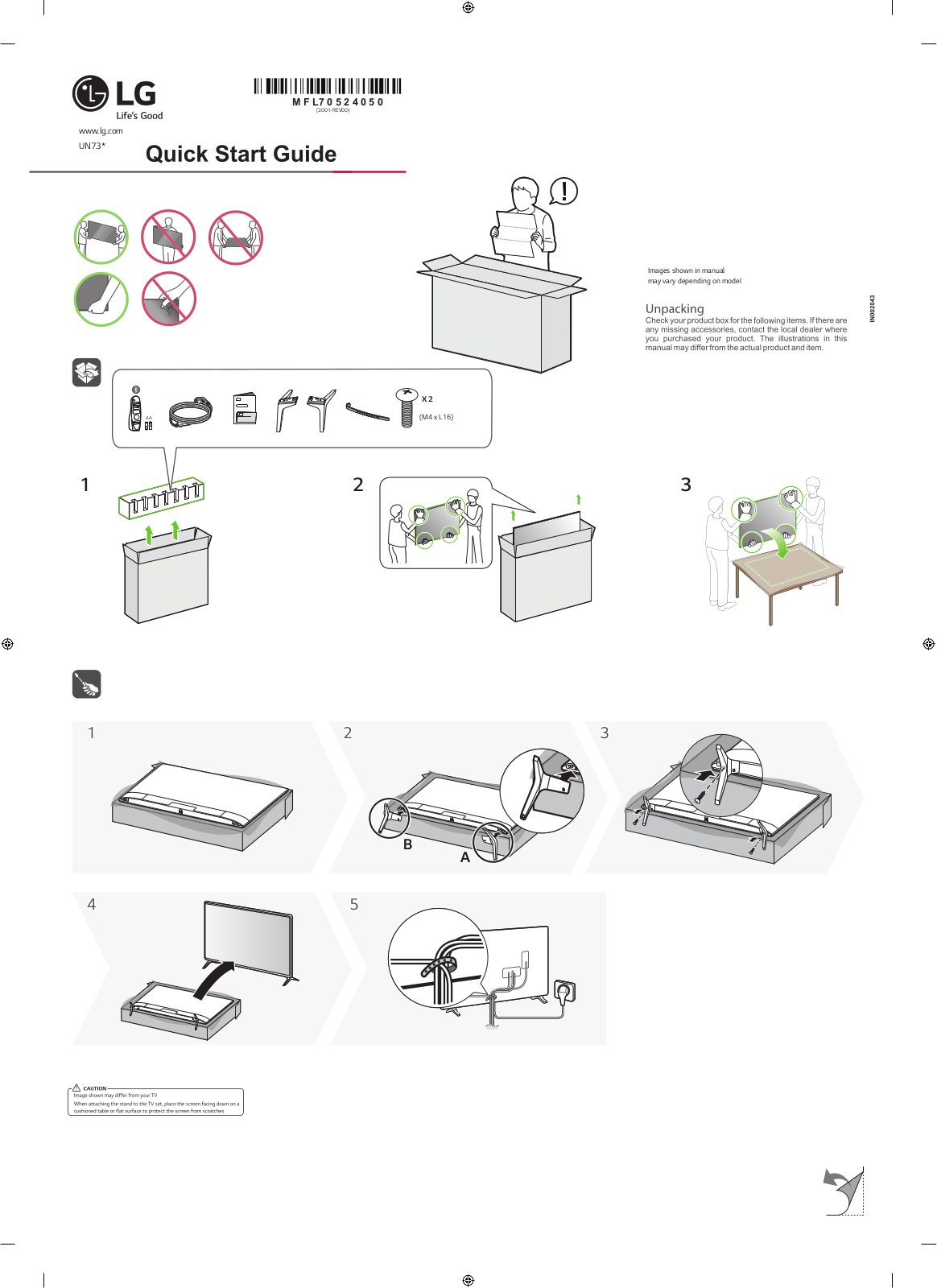 LG 43UN7300PTC QUICK SETUP GUIDE