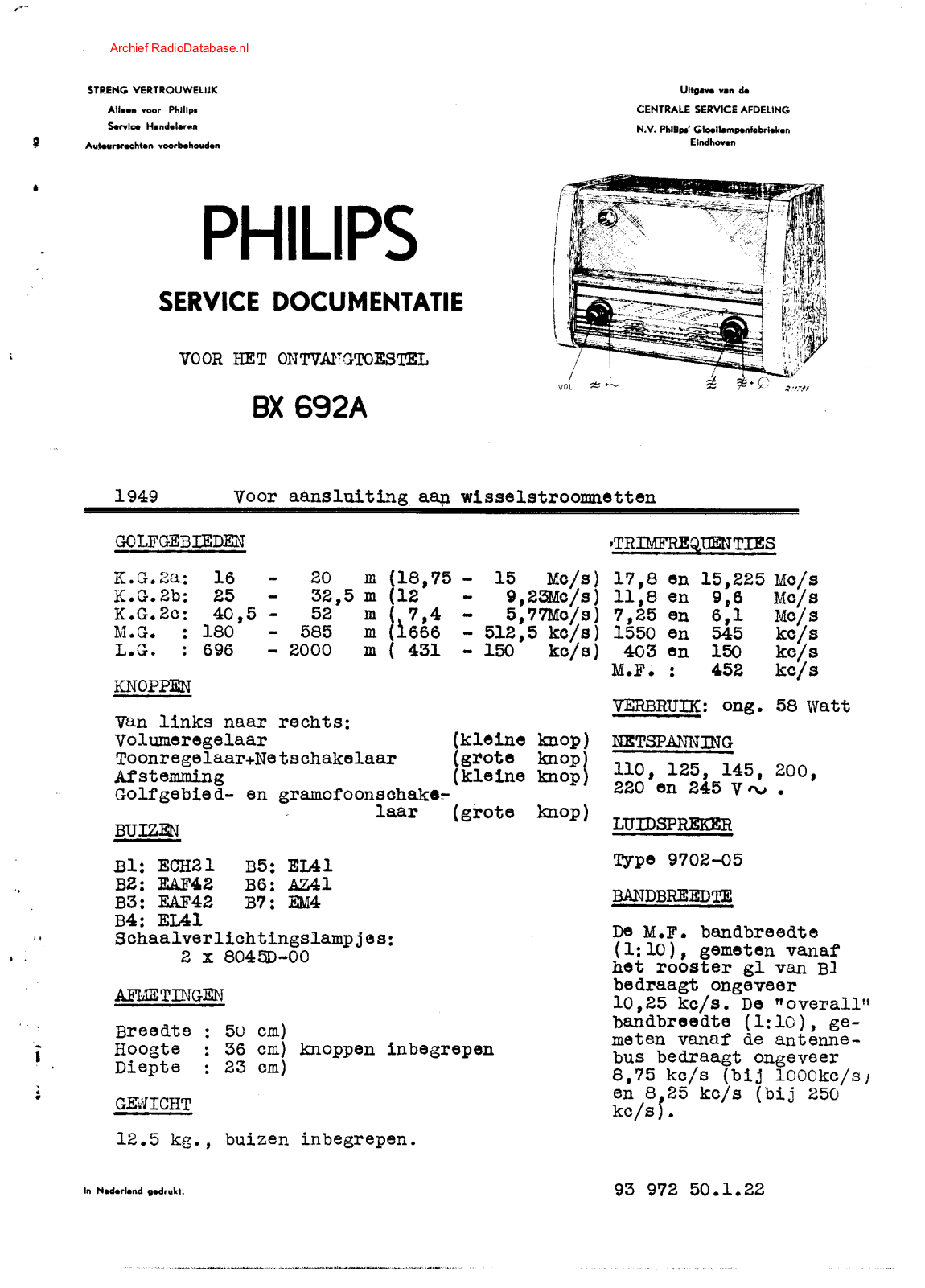 Philips BX692A Schematic