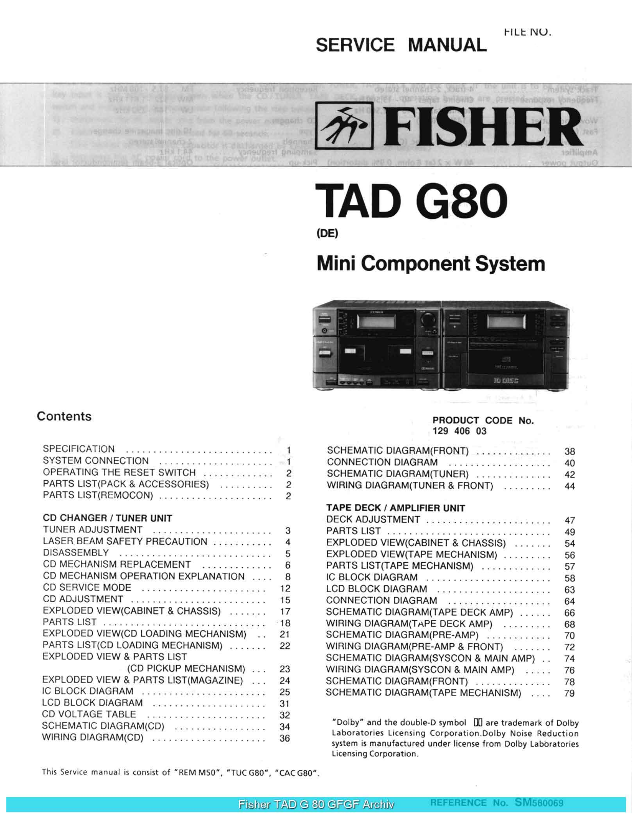 Fisher TADG-80 Service Manual