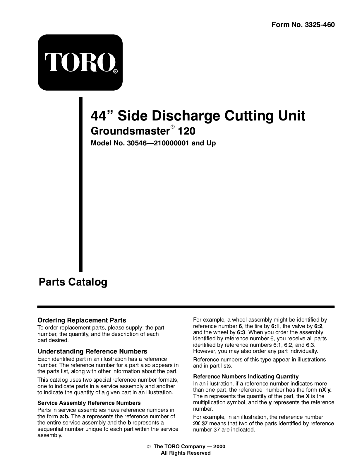 Toro 30546 Parts Catalogue