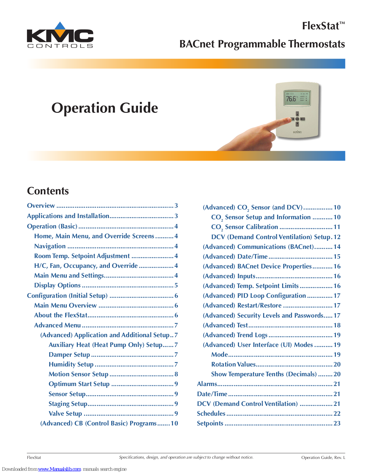 KMC Controls FlexStat BACnet, FlexStat BAC-13 Series, FlexStat BAC-14 Series, FlexStat BAC-12 Series Operation Manual