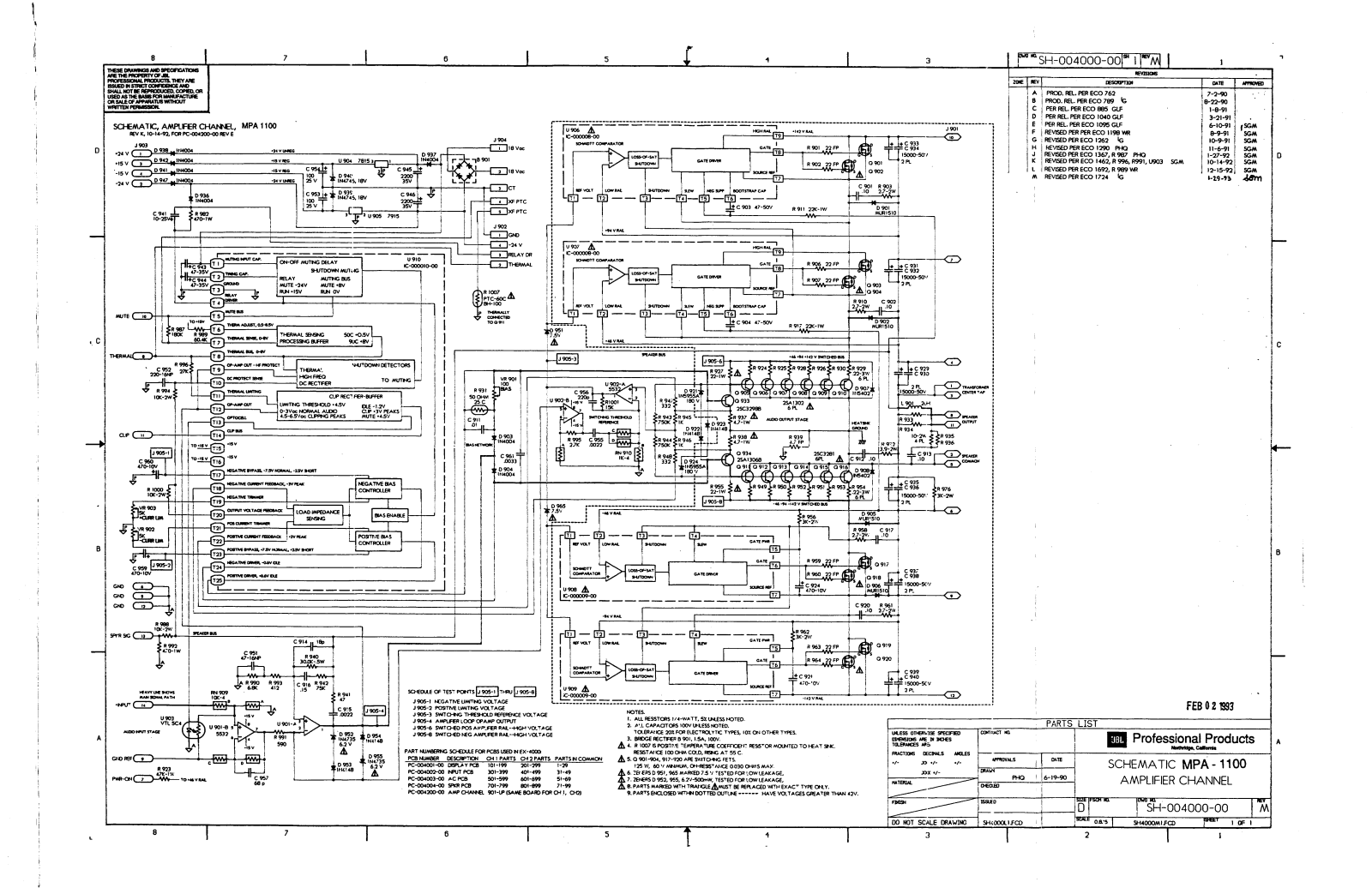 JBL MPA-1100 Schematic