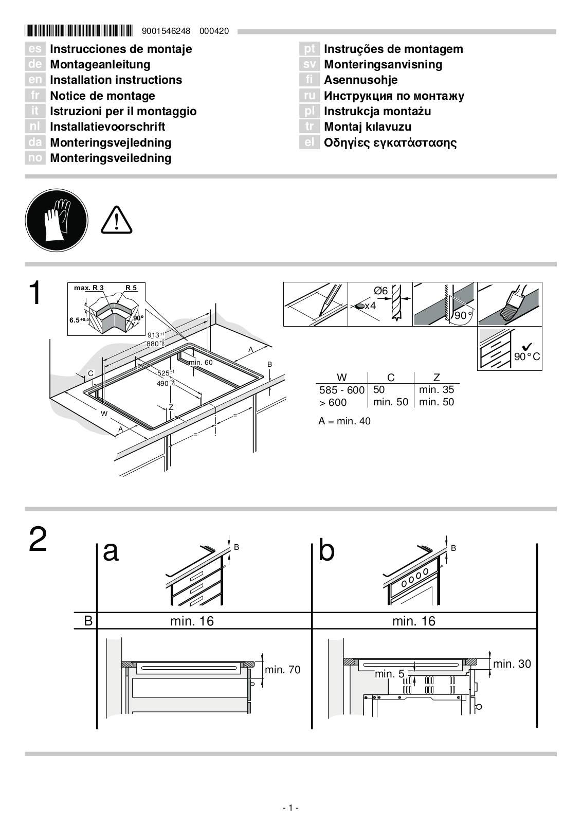 Gaggenau CI292102 Installation Instruction