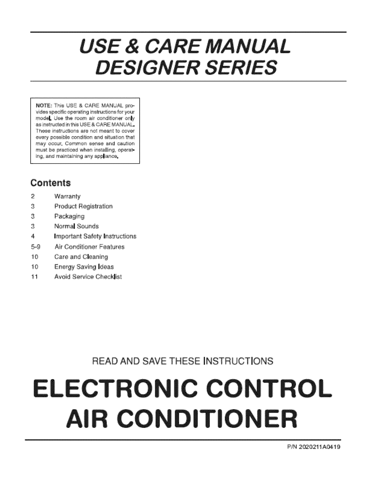 Frigidaire FAA074S7AB, FAA074S7AA Owner’s Manual