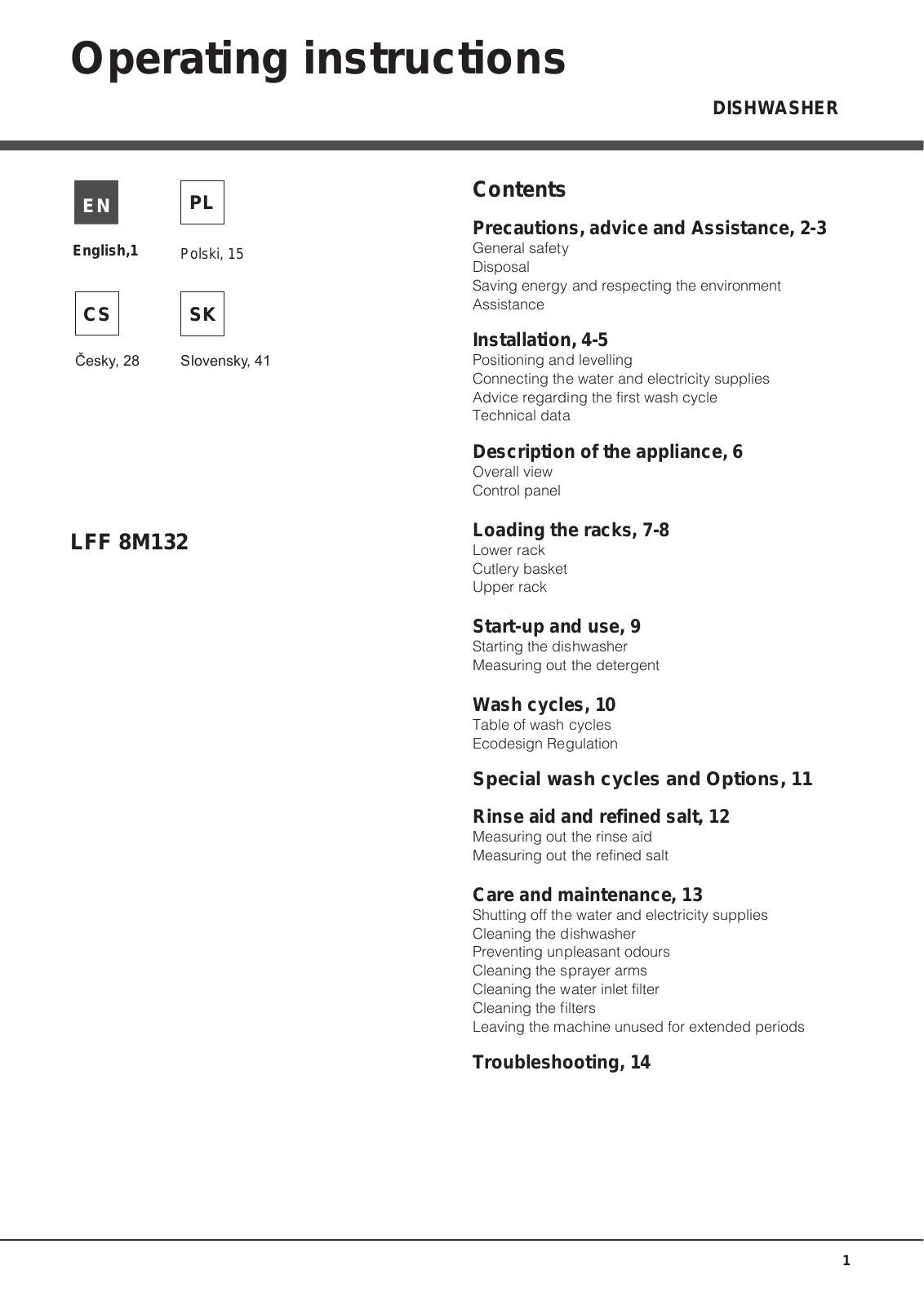 Hotpoint-Ariston LFF 8M132 EU User Manual