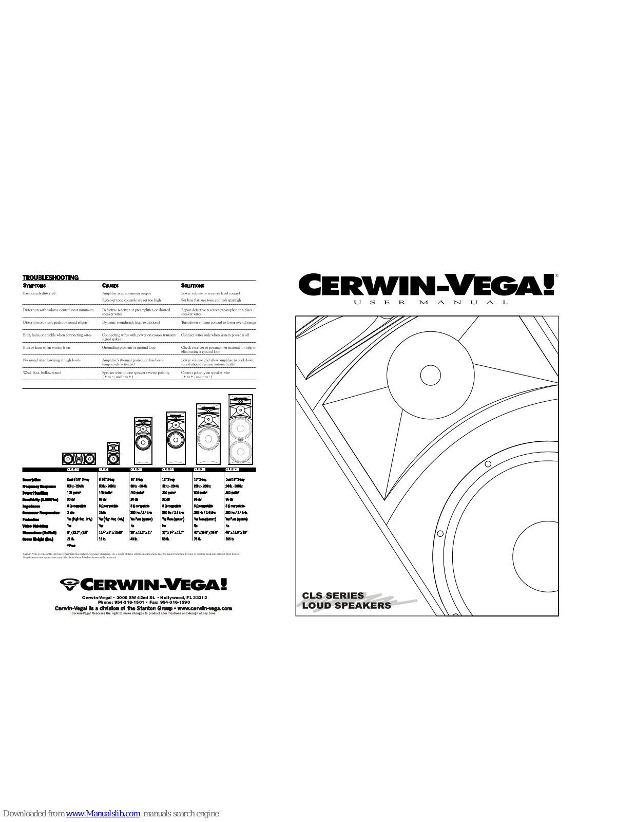 Cerwin-Vega CLS Series, CLS-6C, CLS-6, CLS-10, CLS-12 User Manual