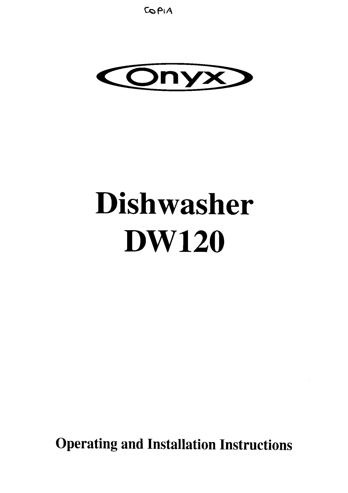 tricity bendix DW120 User Manual