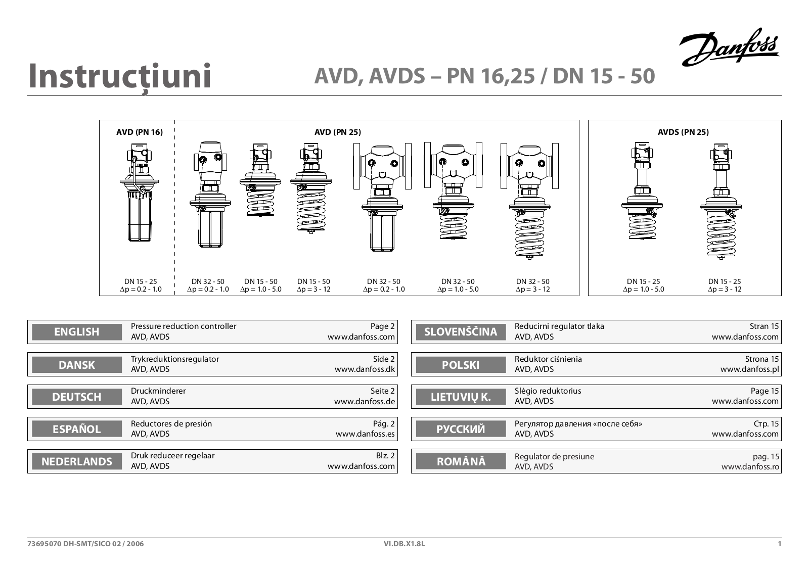 Danfoss AVD, AVDS Operating guide