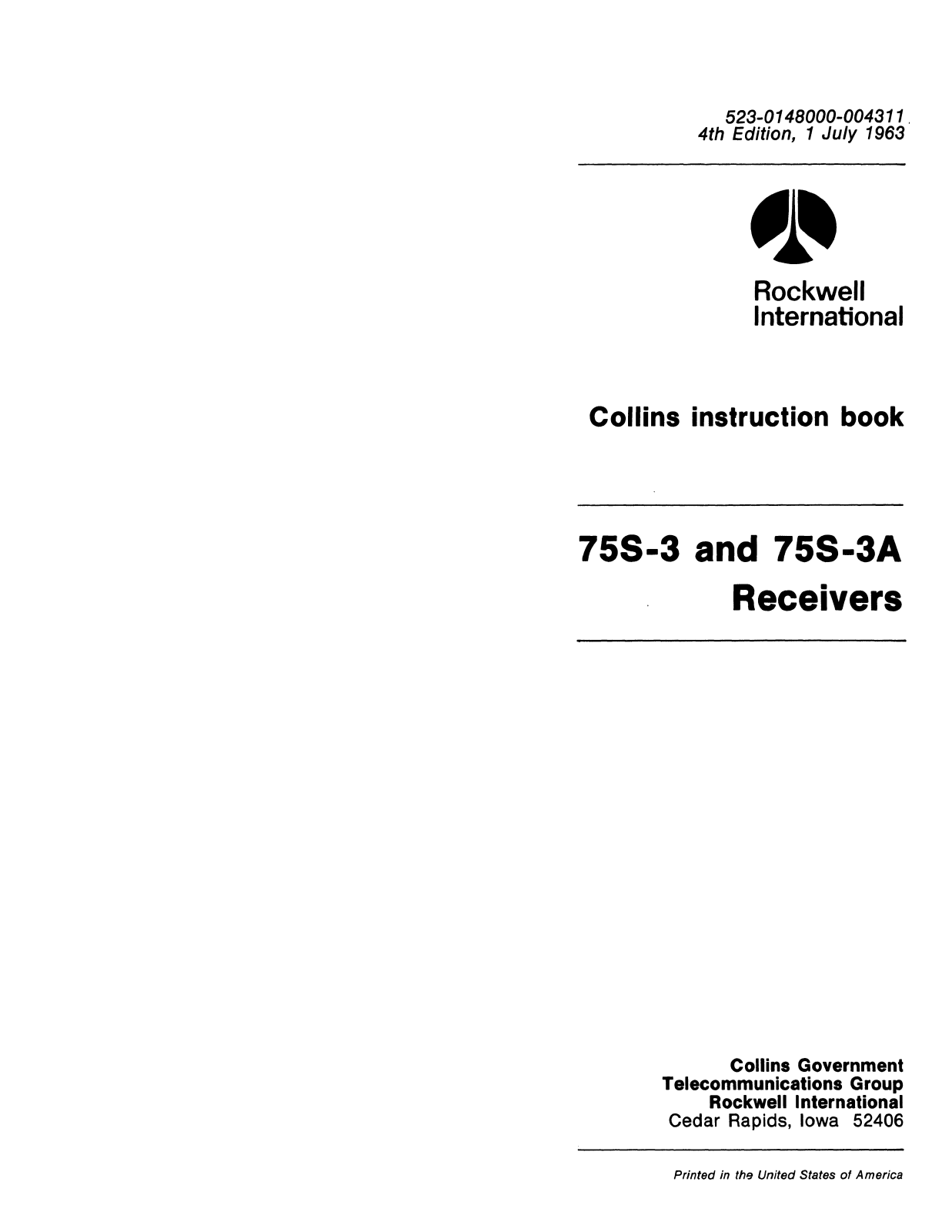 Collins 75S-3, 75S-3A User Guide
