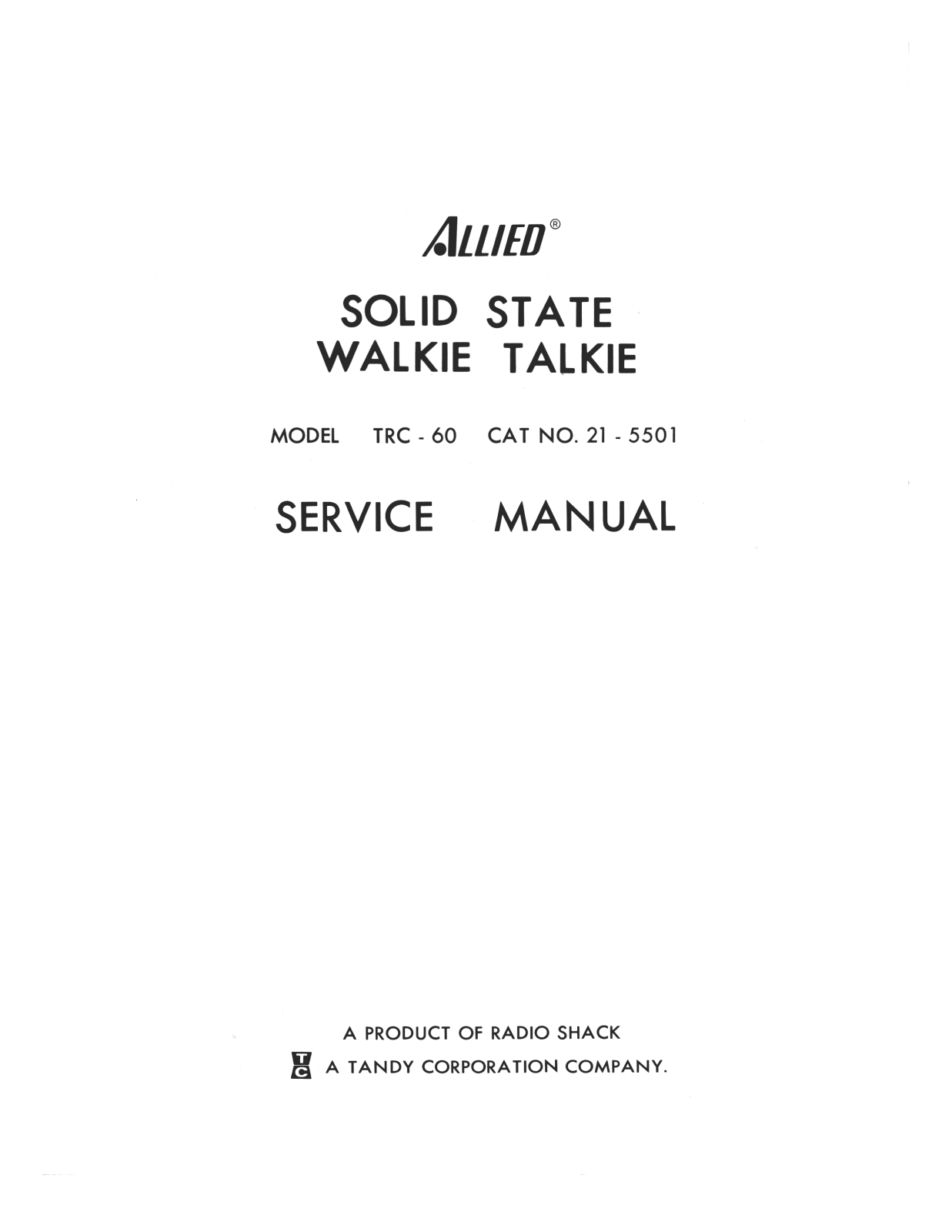 Realistic   RadioShack TRC-60 Service Manual