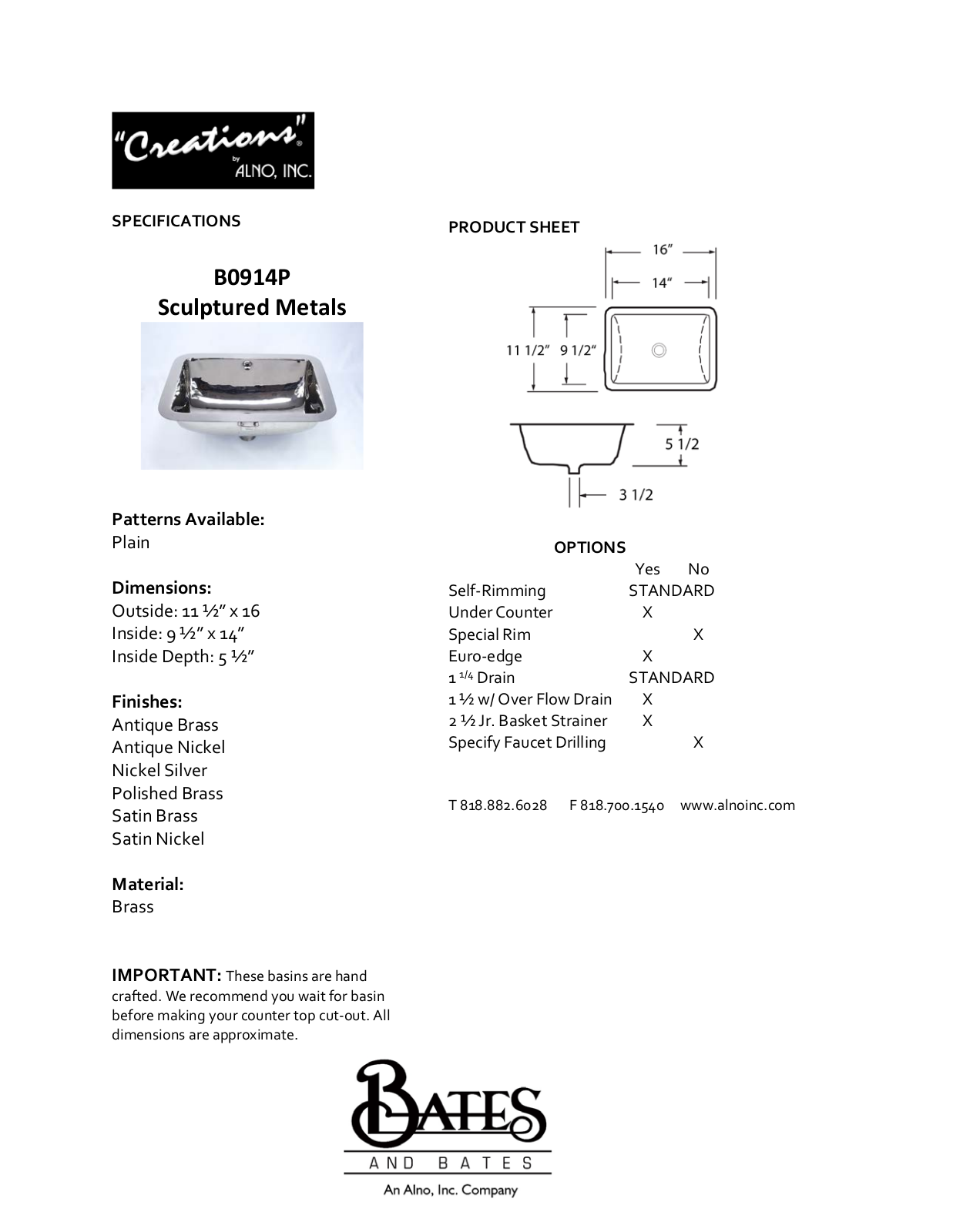 Bates & Bates BSB1054 Specifications