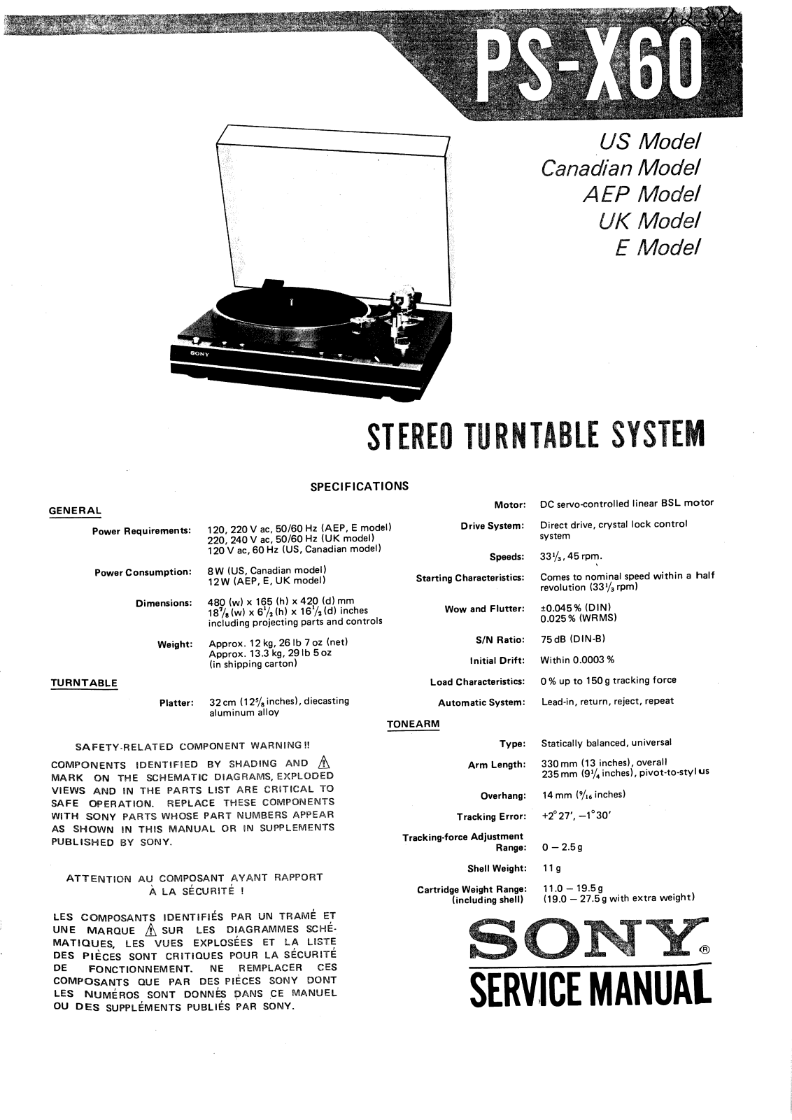 Sony PSX-60 Service manual