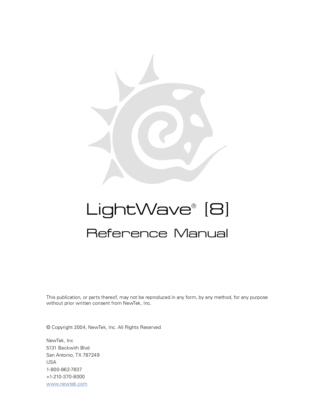 Newtek LIGHTWAVE 3D 8.0 REFERENCE MANUAL