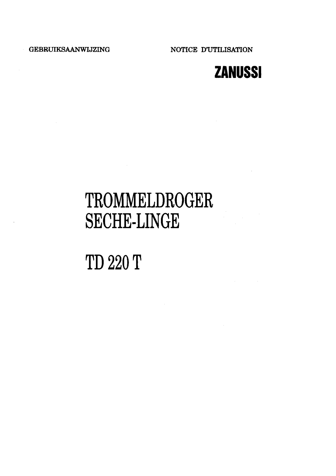 Zanussi TD220T User Manual