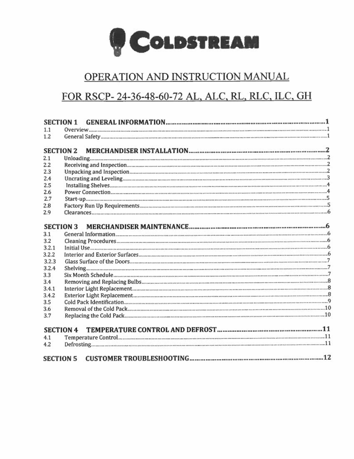 Cold Stream RSCP-24 AL Installation  Manual