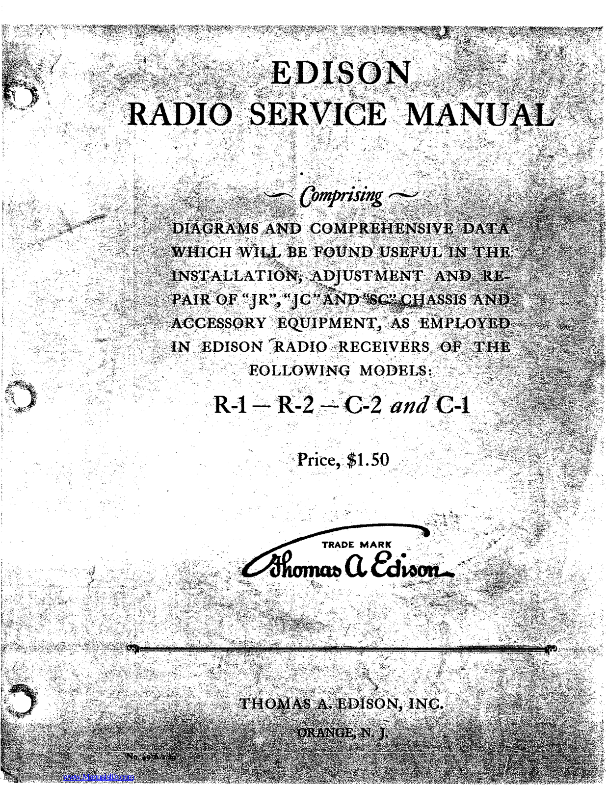 Edison R-1, C-1, R-2, C-2 Service Repair Documentation