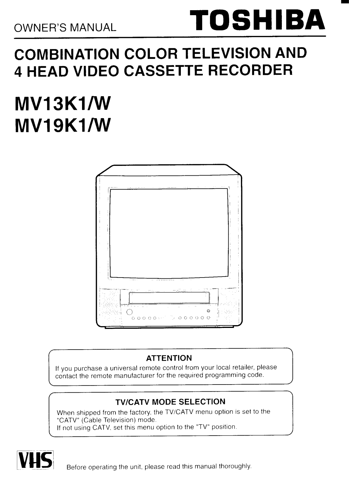 Toshiba MV13K1, MV19K1W, MV19K1, MV13K1W User Manual