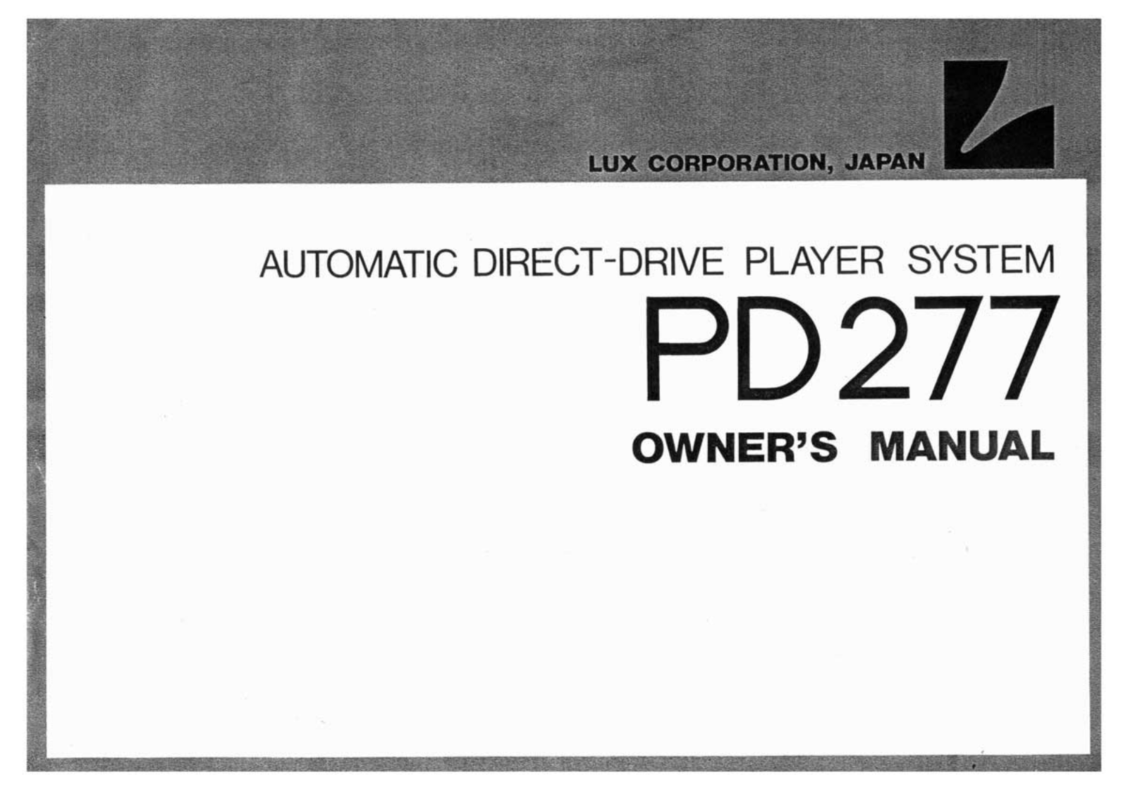 Luxman PD-277 Owners manual